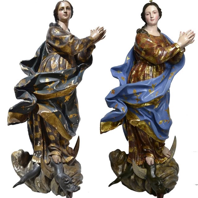 Proceso de restauración de una escultura